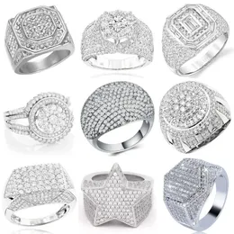 Ofertas Hip Hop Style Trendy Männer Ringe kupferring vereisen Bling Pave Cubic Zirkonia Geometrie Ring Charms 240507