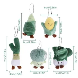 Keychains Lanyards Vegetable Plush Toy Cartoon Cabbage Corn Broccoli Pendant Soft Stuffed Doll Keychain Backpack Car Bag Decor Kid Gift