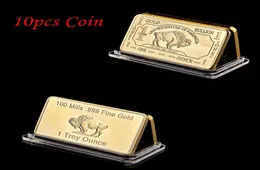 10PCS IAMERICAN OX BUFFALO REAL GOLD FLATED CRAFT SOUVENIR BULLION BAR COIN WIDE LIFE ANIMAL6869474