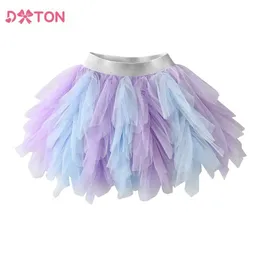 Tutu Dress Dxton yürümeye başlayan kızlar etek dört sezon prenses düzensiz etek çocuklar patchwork örgü tutu etek moda çocuk parti vestidos d240507