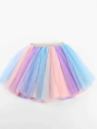 Tutu Kleid Girls Regenbogen Rock Layered Gradient Soft Tüll Tutu Röcke für Geburtstagstanz Performance Festliche Kostüm D240507