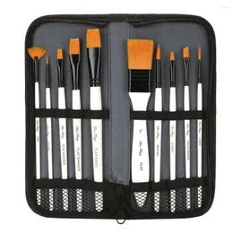 Makeup Brushes 10pcs Artist Paint Brush Set Nylon Hair Wood Black Handle Watercolor Acrylic Oil Painting Art Supplies Wholesale