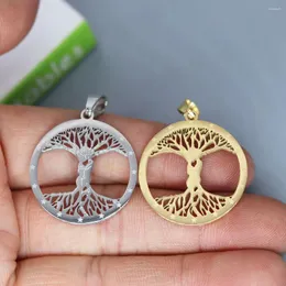 Pendanthalsband 2st/Lot Peace Tree of Life Amulet Viking Charm för halsbandsarmband smycken Hantverk som gör fynd rostfritt stål