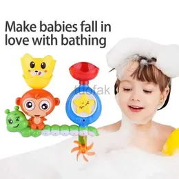 Bath Toys Little Monkey Turning Music Rotating Water Wheel Baby Bath Toys Baby Water Spray Children Playing Water Girls D240507