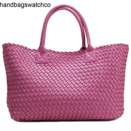 Bottegvenets Handbags Cabat Tote Bag Large Woven Womens2024 New Capacity Commuter Travel Light Luxury One Shourdle Brand Bag frj