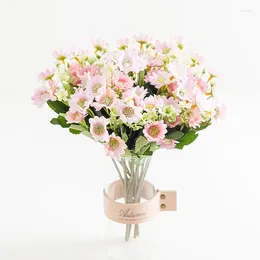 Dekorativa blommor konstgjorda siden tusensköna bukett vaser för heminredning tillbehör bröllop clearance jul solros