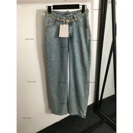 Jeans Jeans Mulheres Jean Designer Pants Moda Logo Chain Correia Jeans calça as calças de férias de férias para fazer as velhas pernas largas pernas de jeans calças 06