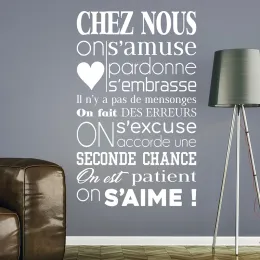 Наклейки искусство дизайн дизайна дома Дешевая виниловая французская цитата правила слова наклейка на стенах съемный дом декор персонажи наклейки e427
