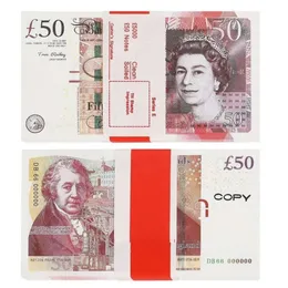Dinheiro Toys Dollar Prop UK EURO LILTOS GBP Britânico 10 20 50 Notas falsas comemorativas Toy for Kids Christmas Gifts ou Video Film 100pcs/pack 0pcs/pack