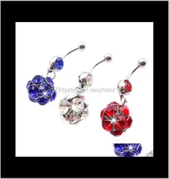 Bell D0153 3 Colors Belly Button Navel Rings Body Piercing Jewelry Dangle Fashion Charm Lovely Cz Stone Steel 10Pcslot 5Eh4I 6Djxq5627716