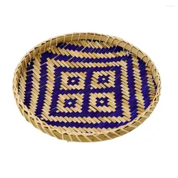 Plates Colorful Dustpan Wicker Bread Basket Serving Trays Woven For Eating Dessert Bamboo Weaving Rural