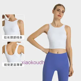 Moda LL-Tops Sexy Mulheres Yoga Esporte Roupa Esportiva Shishi Mengke 2024 Novo colarinho elevado Anti-Glare Sports Top Top Top em forma de U Back Back Fitness