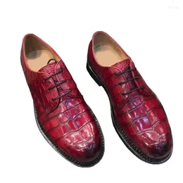 Scarpe casual Chue Men Sheos Crocodile in pelle Crocodile Wedding Business Leisure Lace-up in gomma in gomma