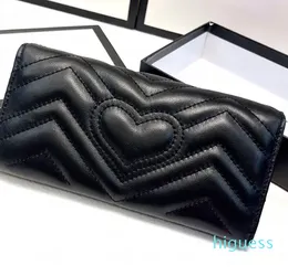 2024 Designer Mulheres Love Bordado Marmont Wallet Itália Brand Sheepskin Leather Long Purse Card Card Bag Lady Coin Burses Luxurys Designers Bags