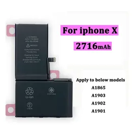 İPhone X Yüksek Kapasiteli Bateri için Sıfır Döngü Yüksek Kaliteli Pil Bateri 2716mAh Yedek Piller Logo Yepyeni Yepyeni