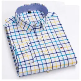 Men's Dress Shirts 2024 new Mens Shirt Long sled Spring Autumn Oxford Cotton Comfortable Breathable Business Casual Plaid Solid Color 6XL 7XL d240507