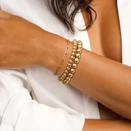 Länkarmband Rund pärla papperslippskedja skiktad kvinnors mode låg allergi justerbar temperament smycken gåva kombination armband