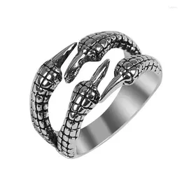 Cluster Rings Vintage S925 Серебряное мужское кольцо с открытым размером модное доминирующее орлиное когтя мужское указательное указание