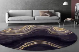 Ковры 3D Золотой черный мраморный круглый гостиная ковер современный абстрактный коврик для ванной комнаты спальня для спальни антиспункт.