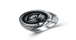 Forntida maya band ringar ring rostfritt stål ögonmönster dubbel lager ring fashionabla enkla generösa designade smycken män gåvor8052949