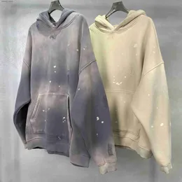 Mäns hoodies tröjor målar apa bläck och skrapa kanten för att göra en gammal hoodie h240507