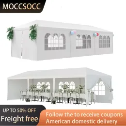 Gazebos 10'x30' Outdoor Canopy Tent Patio Camping Gazebo Shelter Pavilion Cater Party Wedding BBQ Events Tent w/Removable Sidewalls
