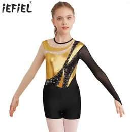 Одежда наборы детей Девочки для девочек танцевать балет с длинным рукавом гимнастика фигура на катание