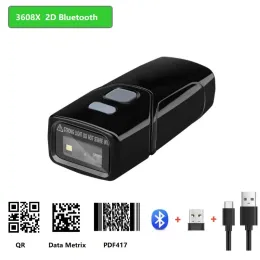 الماسحات الضوئية TechLogic Mini Bluetooth Wireless 3608x 1d 2d Scanner Scanner Pocket QR Bar Coder PDF417 Metrix 3608H 1D Scanner