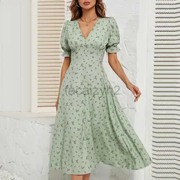 Designer Dress Women's summer printed button waist cinched floral dress for women Plus size Dresses