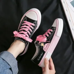 Casual Shoes Pink Kawaii Female Footwear Canvas Round Toe Flat Women's Cute Offers Autumn Y2k Fashion Walking Original A