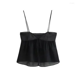 Women's Tanks Translucent Crop Top Women Sexy Backless Tops For 2024 Summer Camis Woman Streetwear Thin Straps Female