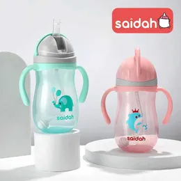 أطباق أكواب أواني 350 مل على شكل V Straw Small Mouth Cup Baby Slide Cover Training Water Bottle CaptoRy على غرار تصميم نمط التصميم 2405