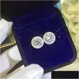 stud Classic 925 Sterling Sier Earrings 4mm Round Simmond Diamond for Women Men Jewelry Drop Drop