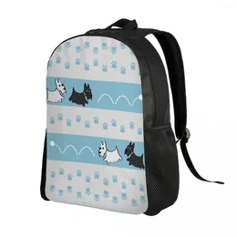 حقيبة الظهر اللطيفة Scotties Pattern Backpacks for Women College School School Courd Fits 15 Int Laptop Basire Terrier Cog Facs