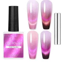 Nail Gel Makartt Holographic Cat Eye Polish with Magnet Stick 9D Glitter Soak Off Double Flashes Effect Dopamine Q240507