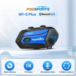 携帯電話イヤホンFODSPORTS M1S Plus Helmet Walkie Talkie Motorcycle Bluetoothイヤホン8ライダーBT Walkie Talkie 1000m Music Sharing FM Radio Walkie J240508