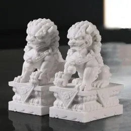 Skulpturen Foo Hunde Statuen Paar Marble Feng Shui Guardian Lion Statuen 10cm/3,9in
