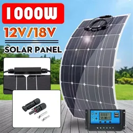 1000W 2000W Solar Poel Power Bank 12V18V Flexibel kitstyrenhet för HomecampingRVCAR Fast Battery Charger 240508
