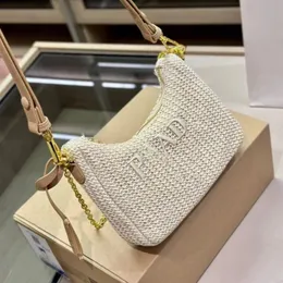 10a Raffias Straw Torka Projektowanie torby plażowe Modna łańcuch Trójkąt Crossbody torebki damskie Weekendowa torba na ramię z paskiem sprzęgła pod pachami torebki pochette