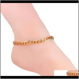 Fußkettchen Drop Lieferung 2021 Sommerschmuckfuß auf das Bein Goldfarbe Armband Knöchelkette Kochbrand Armbänder für Frauen JTUEG 288p