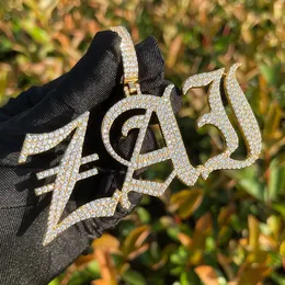 Nome personalizado de hip hop Colar de letras cursivas com 24 polegadas de corda de 24 polegadas de corda dourada de zircônia de zirconia homens jóias pendentes