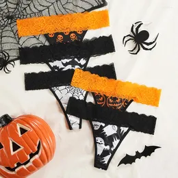 Mutandine femminili a bassa vita di Halloween Design arancione in seta in seta biancheria biancheria bianche