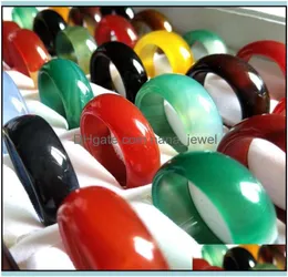 20pcs/Lot Men Women Mticolor gładki solidny Jade Pierścień Lady Beau Agate Naturalny klejnot Kamienne Charm Binegry Lover Xmas Prezent Świetna dostawa 25044569