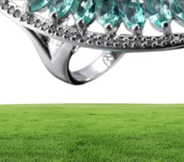 1PCS Luckyshine wyolbrzymione wysokiej jakości zielony kwarcowy kamień szlachetny kryształ sześcienna cyrkonia 925 Pierścienie srebrne dla kobiet9339685