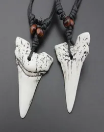 s 20pcs Imitation Yak Bone Carving Shark Tooth Charm Pendant Wood Beads Necklace Amulet Gift Travel souvenir1472415