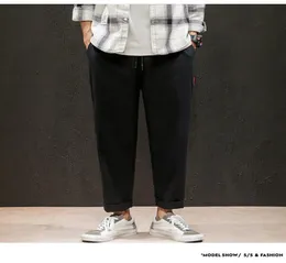 Januarysnow Brand Designer Male Sweatpants Joggers Autumn Japanese Mens Linen Losse Sweatpants Men Solid Harajuku Streetwear Harem6798032