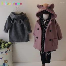 Jackor Babzapleume 2-6T/Spring Autumn Children Kläder Korean Fashion Girls Hooded Cartoon Baby Ytterkläder för barnrockar BC1655