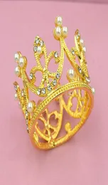 5 szt. Bride Silver Metal Metal Pearl Mała Crown Wedding Pełna okrągła kryształowa księżniczka mini tiara dla dzieci urodziny J 190434806973