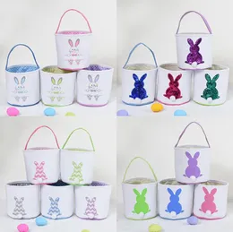 Easter Egg Storage koszyk płócien Bunny Ear Burcket Favors Favors Creative Easter Gift Bag with Rabbit Tail Decoration Multi Style1178641