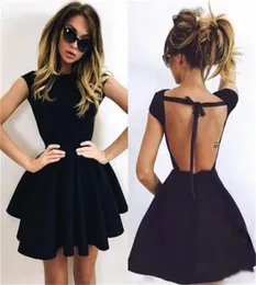 2018 Cap Sleeve Mini Party Dress Cheap Short Prom Cocktail Gowns Evening Formal Wear Sexy Open Back Little Black Homecoming Dresse3506575